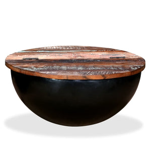 Coffee Table Solid Reclaimed Wood White Bowl Shape