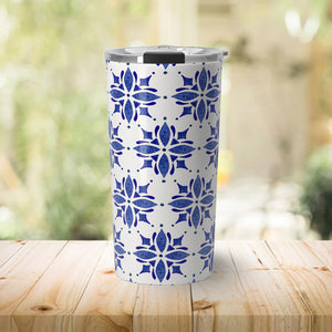 Dark Blue Tile Travel Coffee Mug